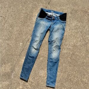 Maurices Light Blue Skinny Maternity Jeans with Black Stretch Waistband